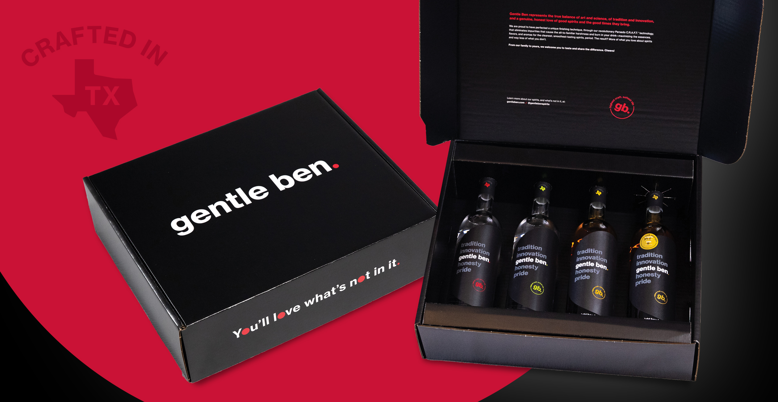 Gentle Ben premium spirits gift box vodka gin bourbon whiskey